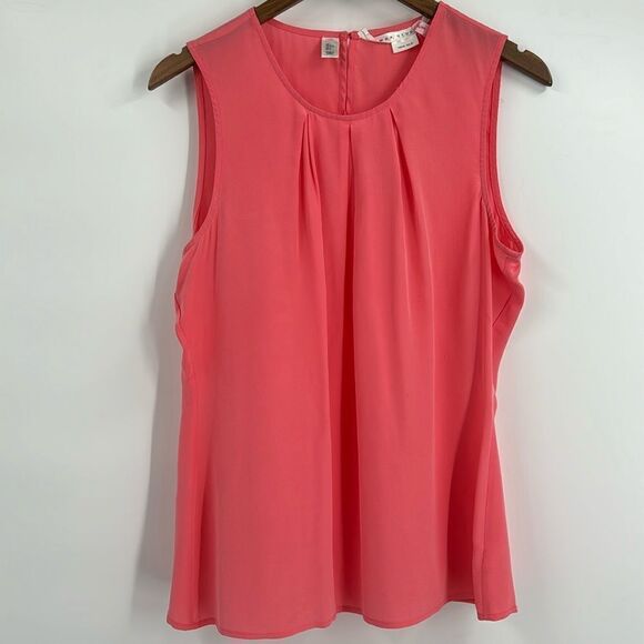 Max Studio Pink 100% Silk Pleated Blouse Large - Picture 1 of 5